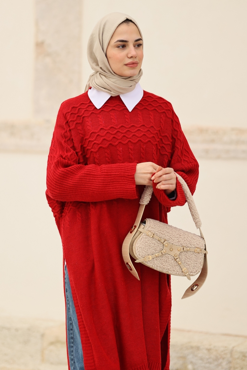 Verna Kırmızı Triko Tunik