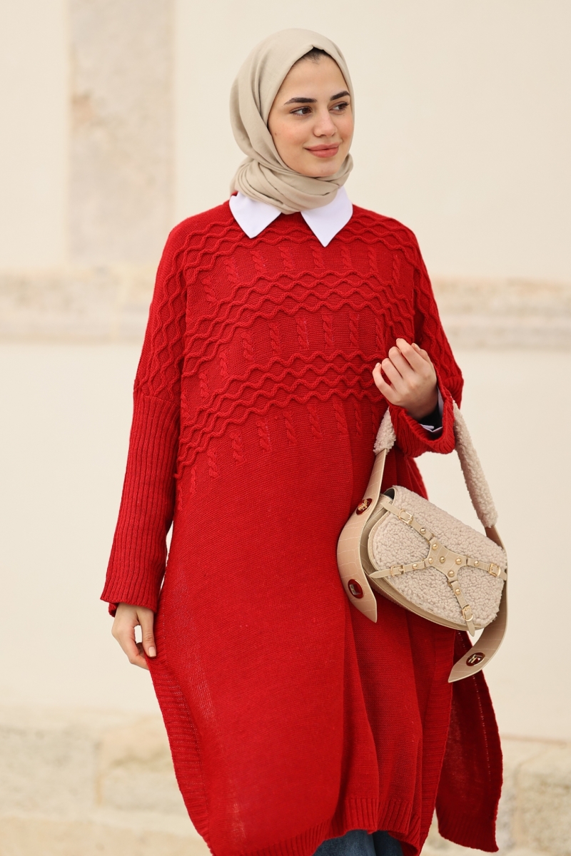 Verna Kırmızı Triko Tunik