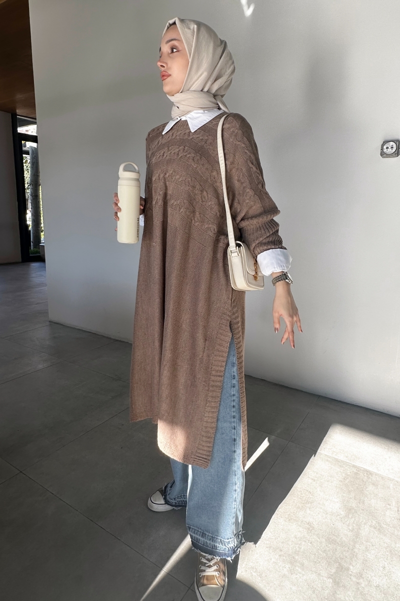 Verna Kahverengi Triko Tunik