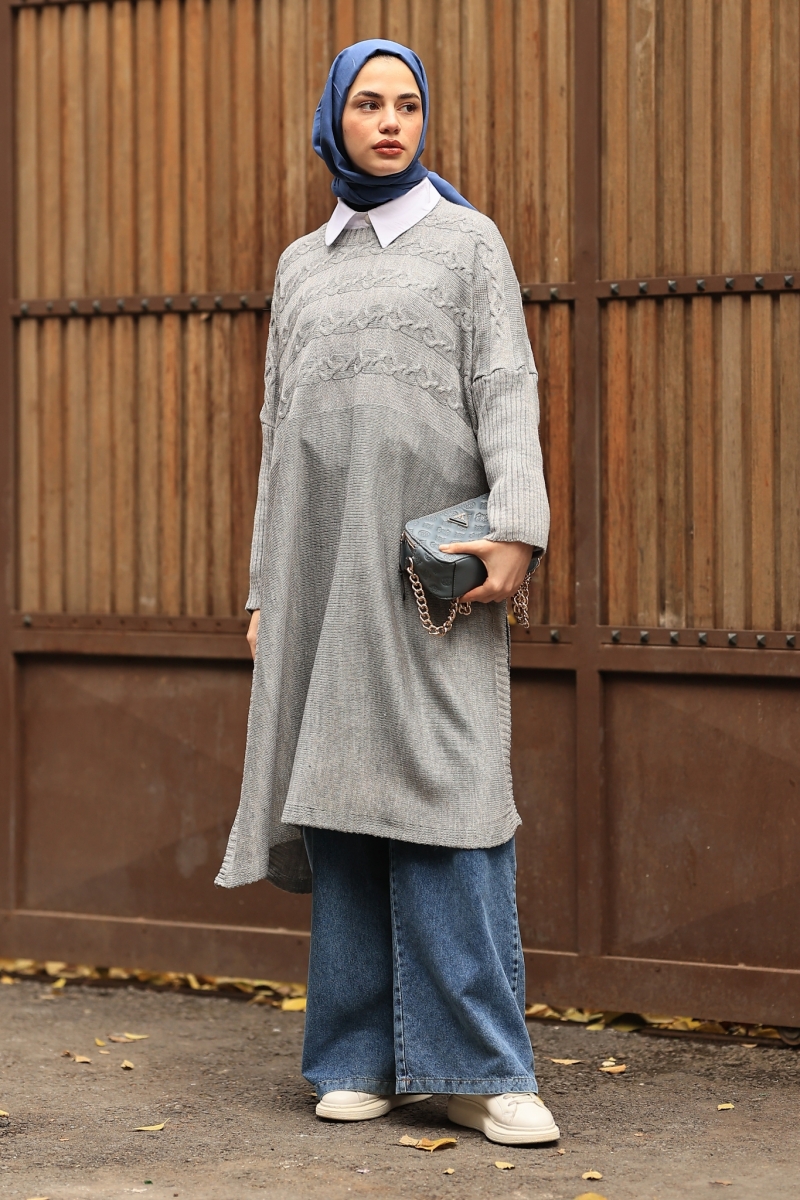 Verna Gri Triko Tunik