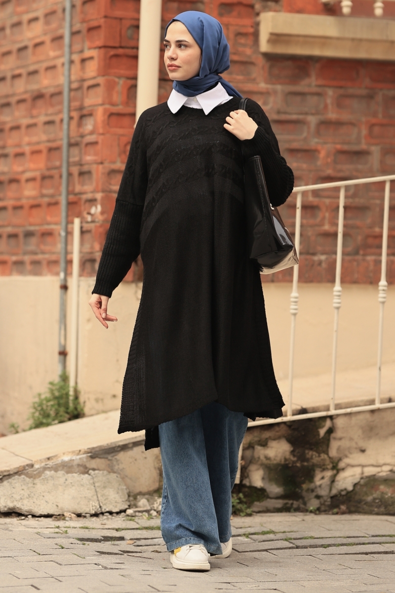 Verna Siyah Triko Tunik
