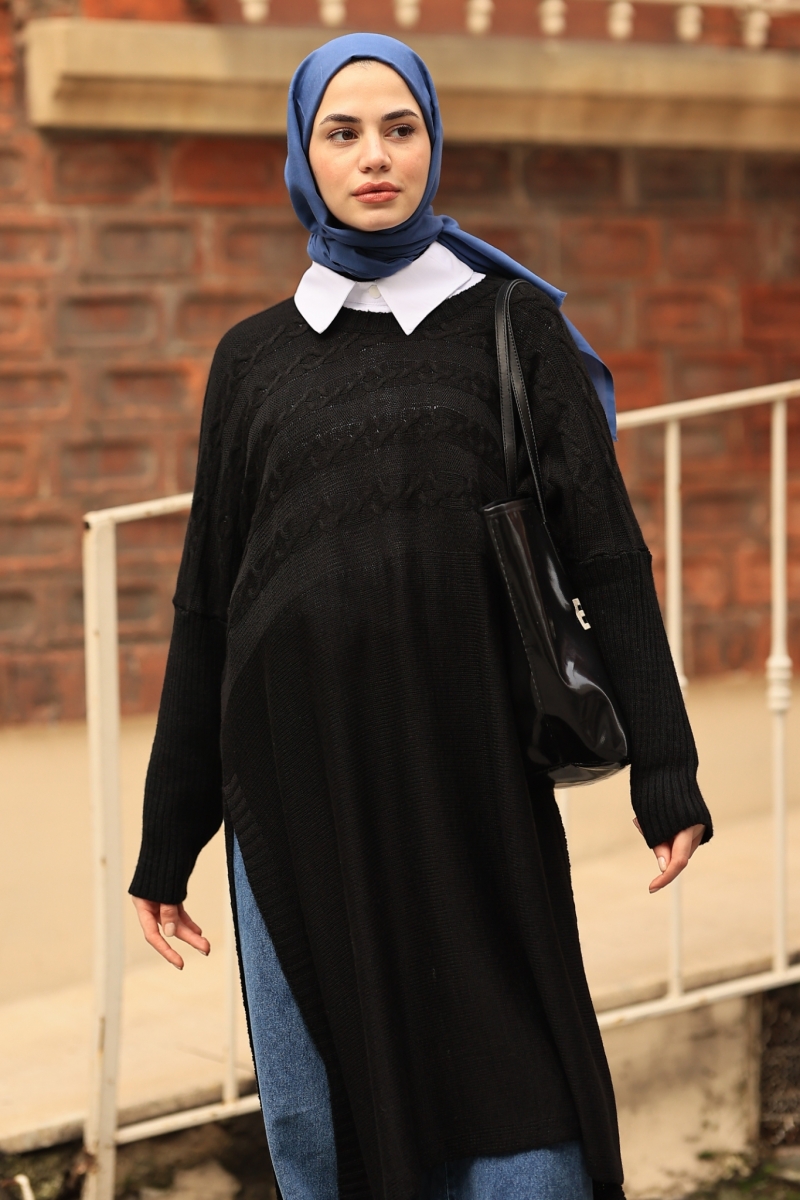 Verna Siyah Triko Tunik