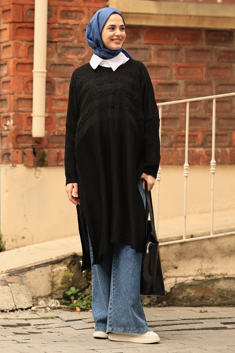 Verna Siyah Triko Tunik