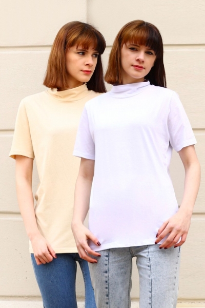 Ying Bej-Beyaz İkili Paket T-Shirt