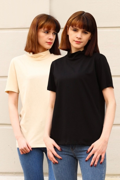 Ying Siyah-Bej İkili Paket T-Shirt