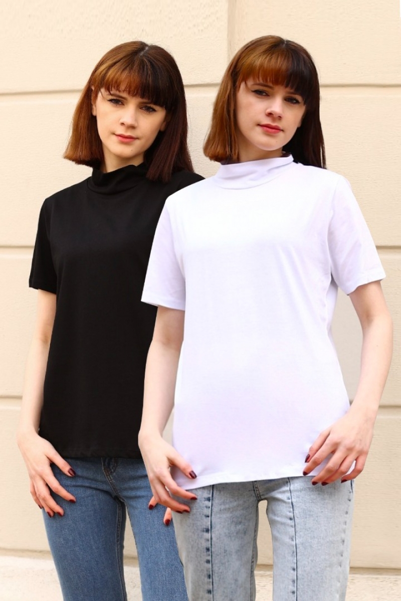 Ying Siyah-Beyaz İkili Paket T-Shirt