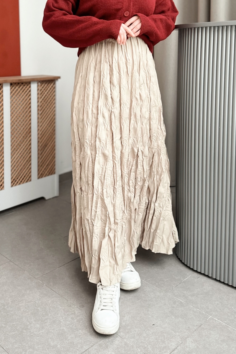 Yulya Kırışık Bej Etek