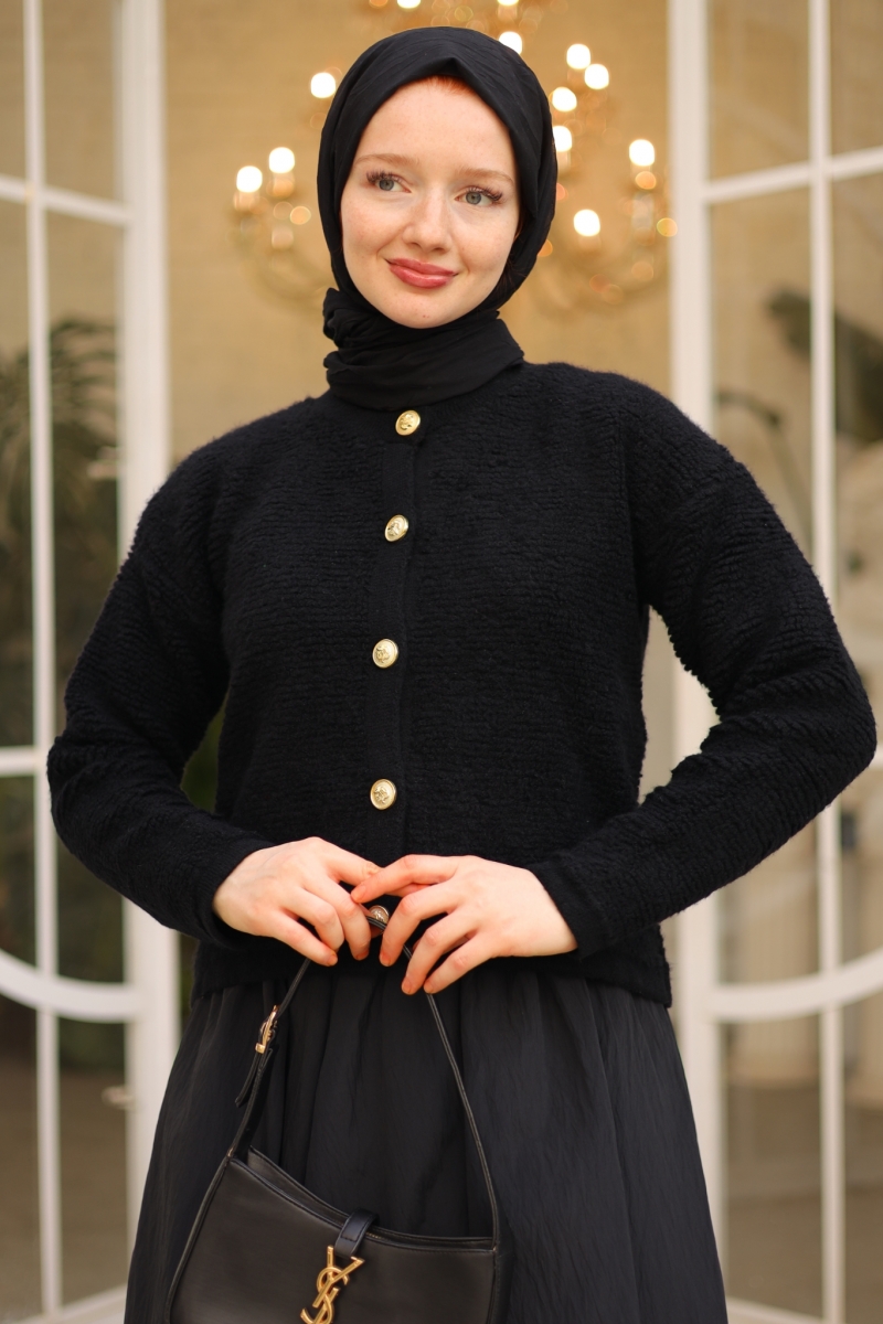 Zaria Siyah Triko Hırka