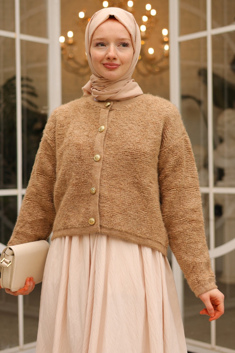 Zaria Camel Triko Hırka