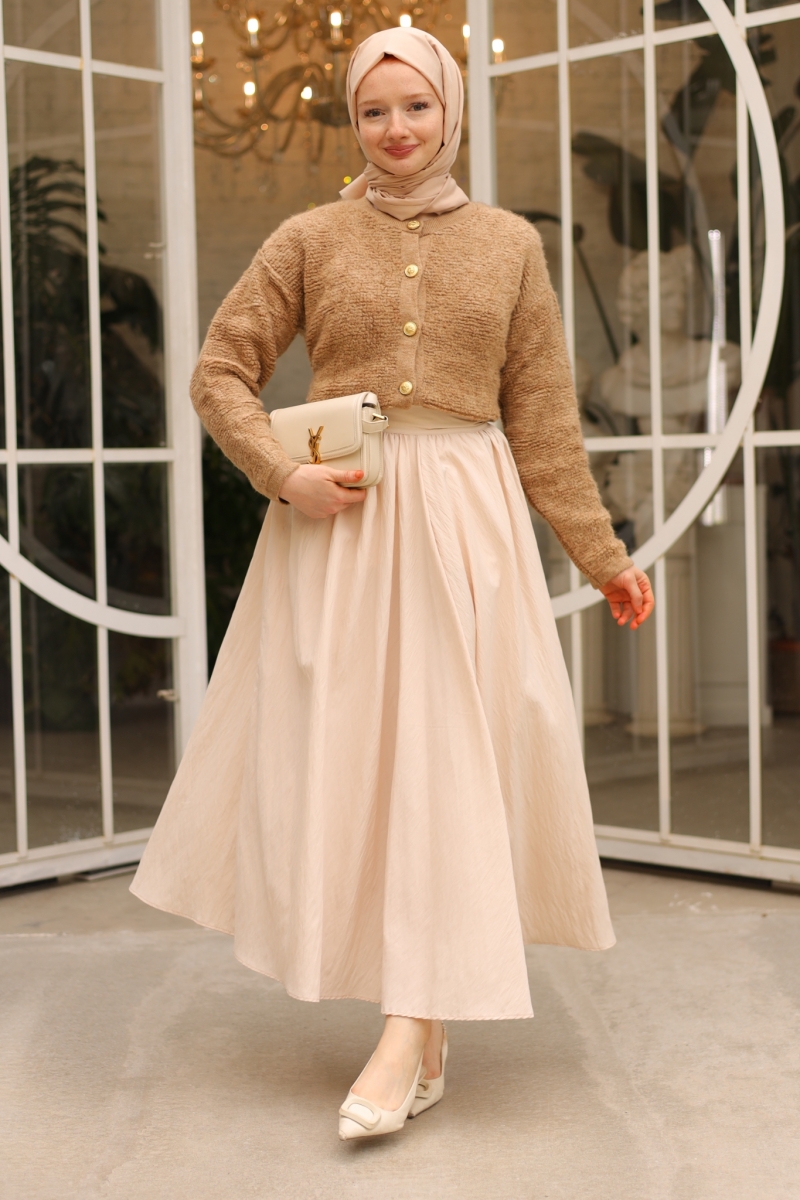 Zaria Camel Triko Hırka