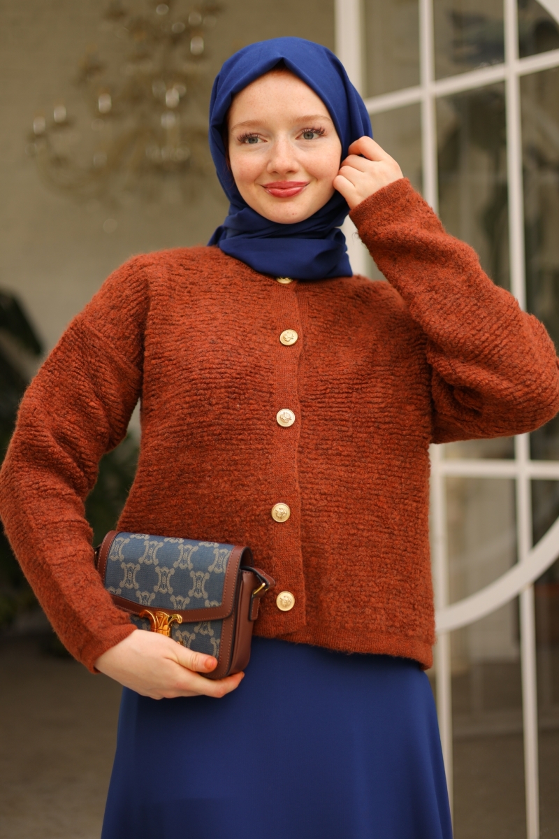 Zaria Kiremit Triko Hırka