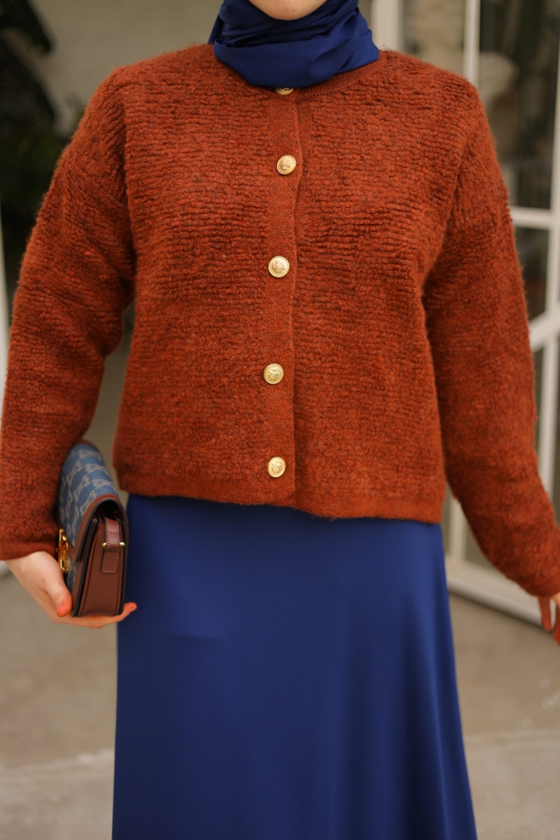 Zaria Kiremit Triko Hırka