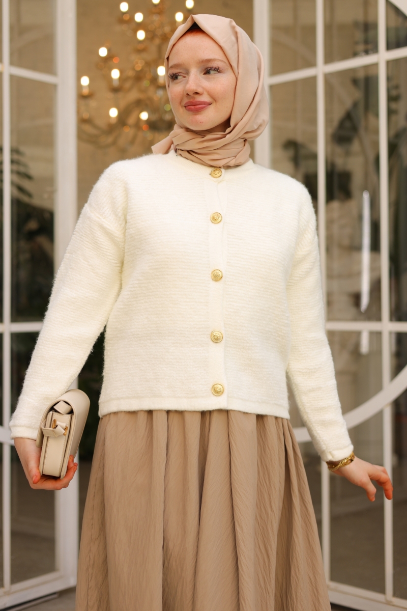 Zaria Beyaz Triko Hırka