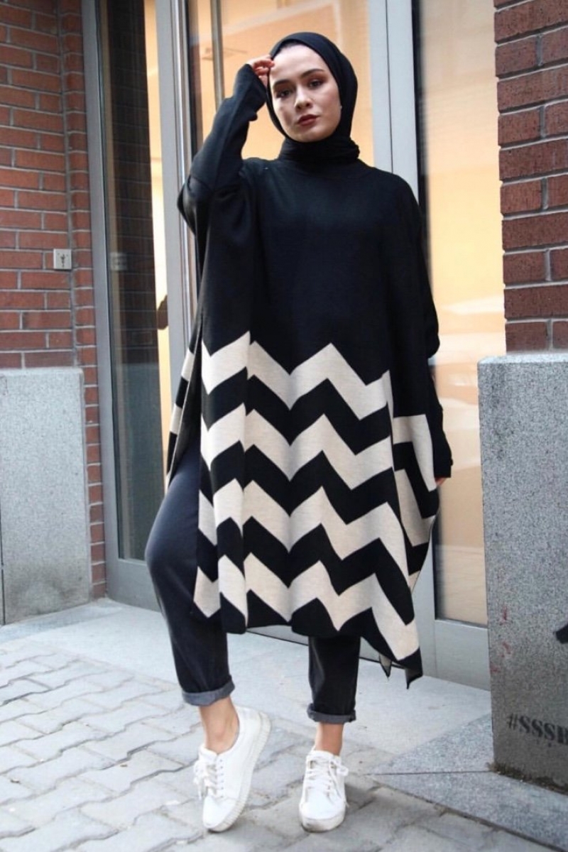 Zikzak Siyah Panço