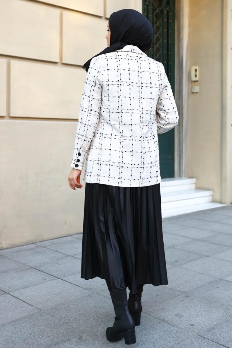 Anora Beyaz Tüvit Ceket