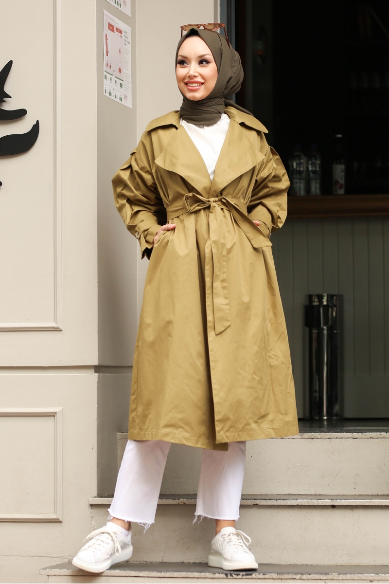 Arsena Yağ Yeşili Trençkot