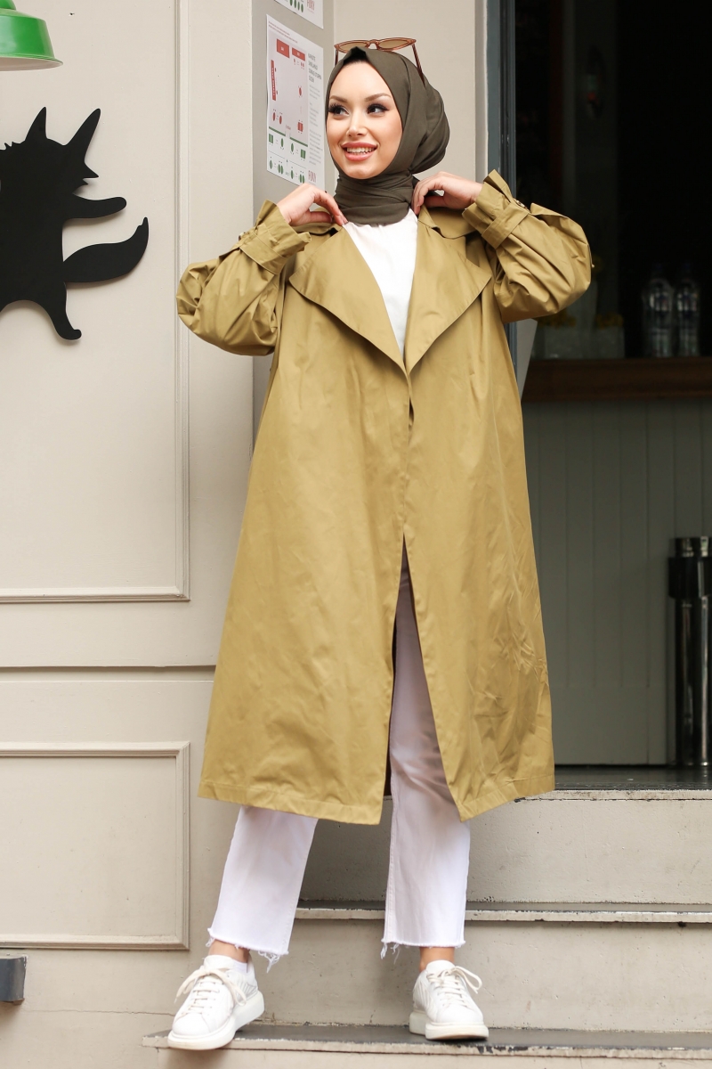 Arsena Yağ Yeşili Trençkot