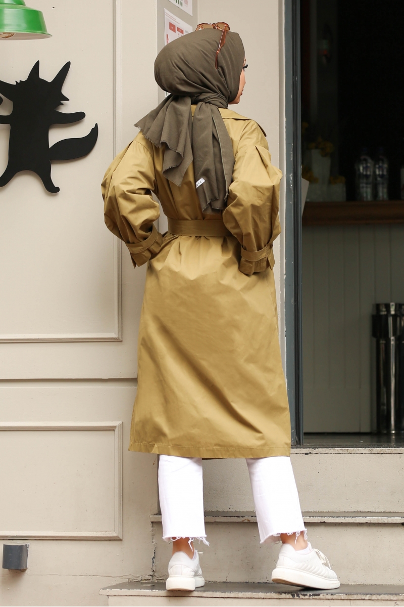 Arsena Yağ Yeşili Trençkot