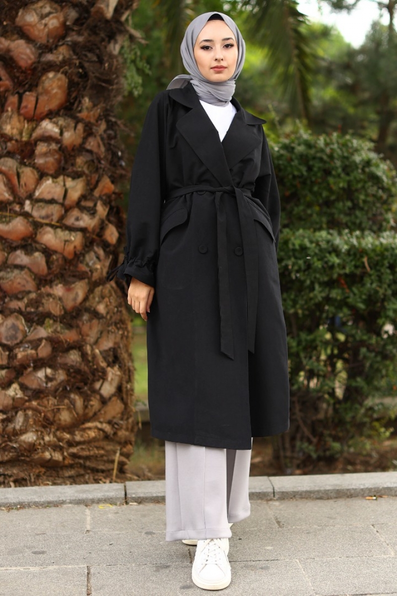 Borna Siyah Trençkot