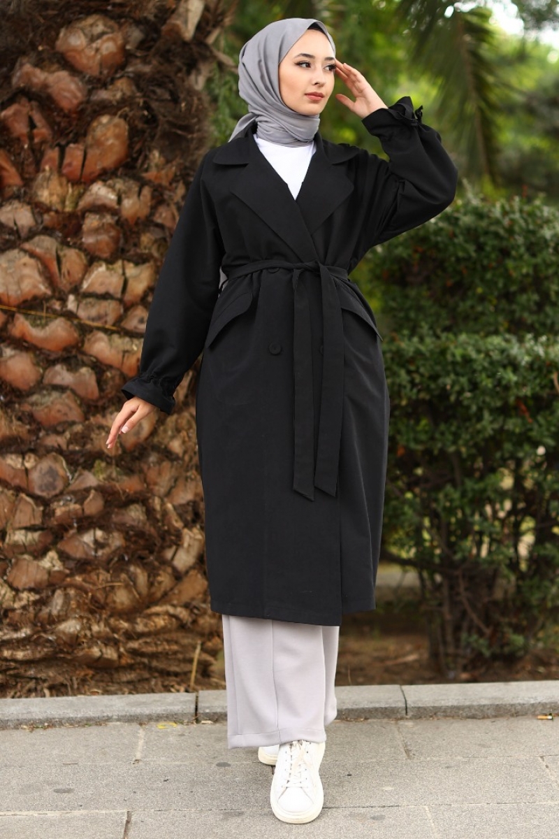 Borna Siyah Trençkot