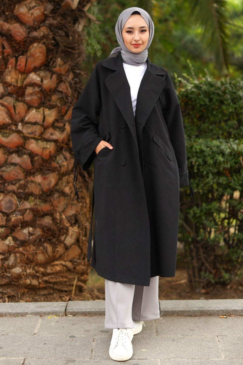 Borna Siyah Trençkot