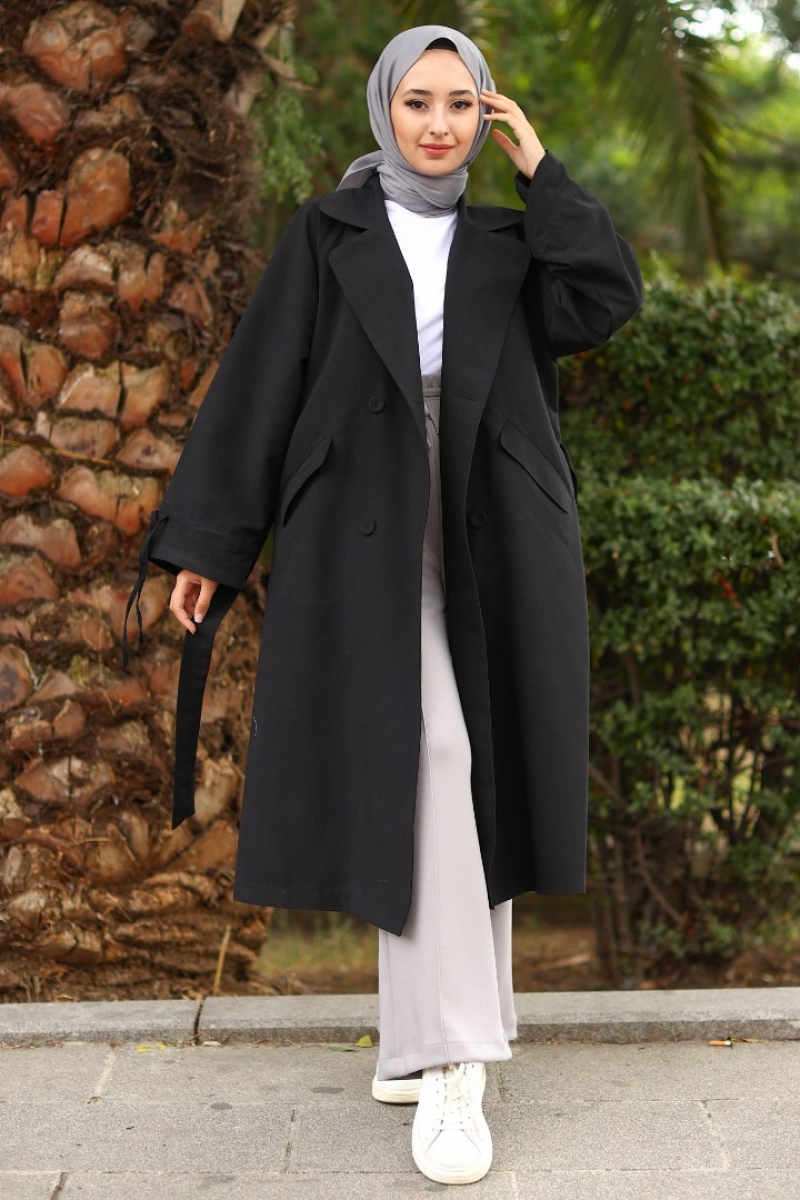 Borna Siyah Trençkot