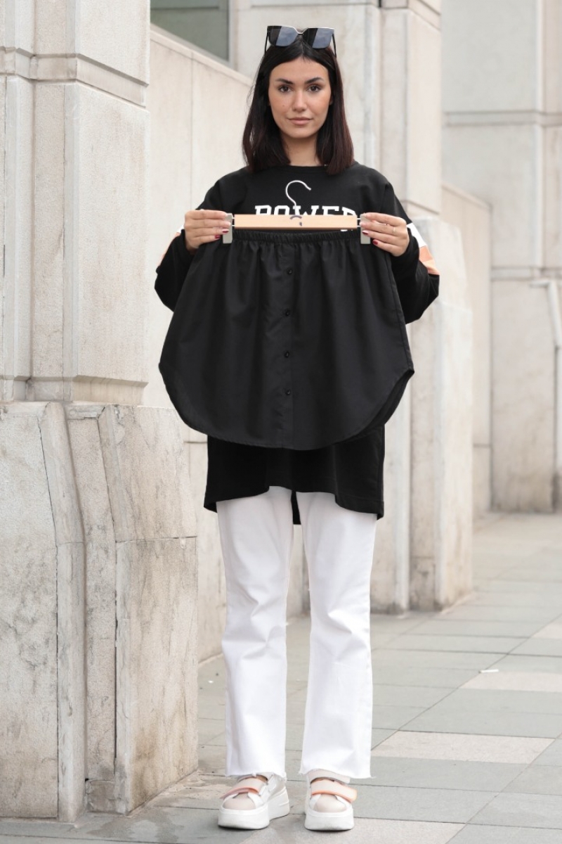 Force Siyah Gömlek İçlik Etek