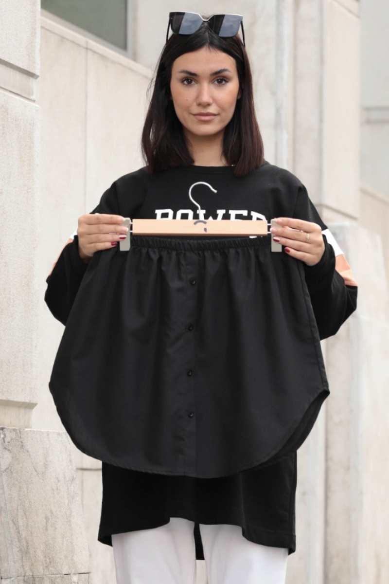 Force Siyah Gömlek İçlik Etek