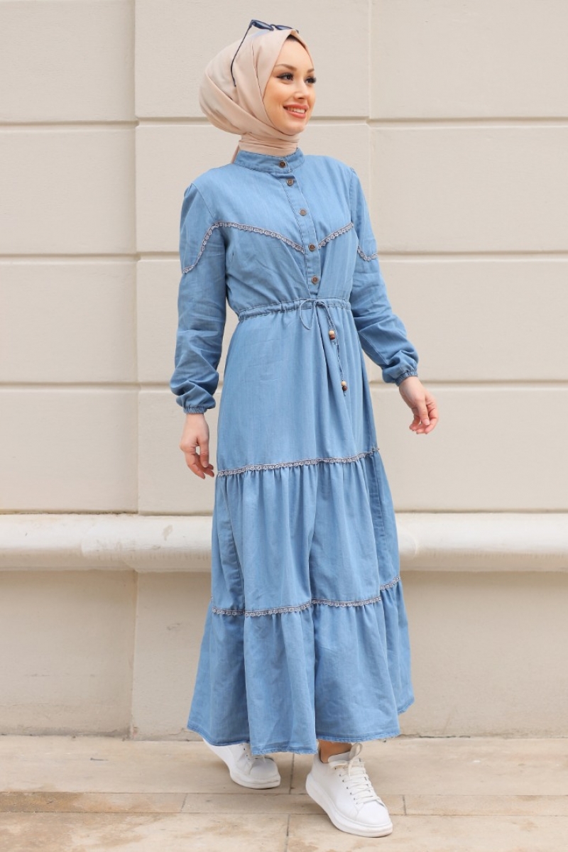 Mahima Açık Mavi Kot Elbise