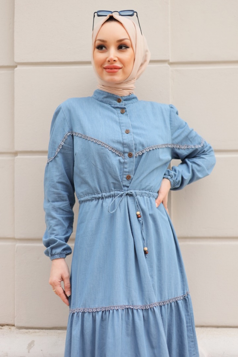 Mahima Açık Mavi Kot Elbise