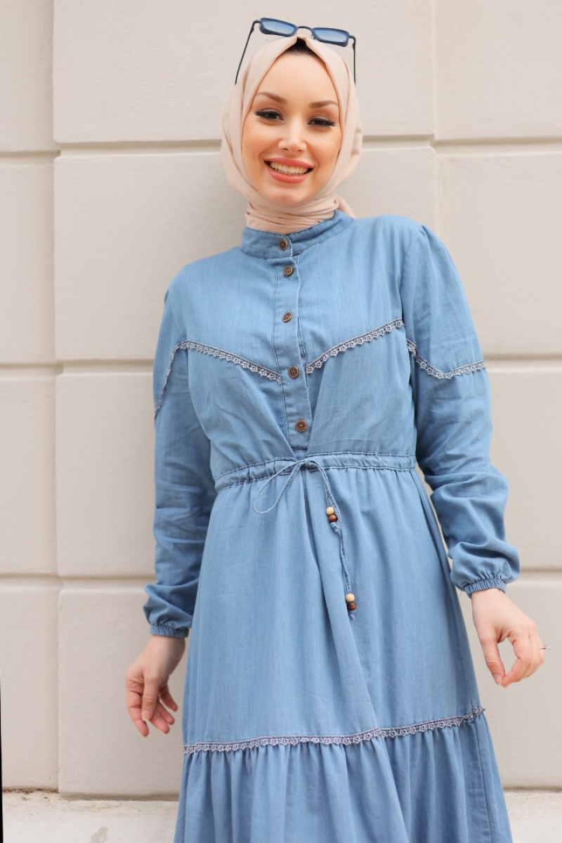 Mahima Açık Mavi Kot Elbise