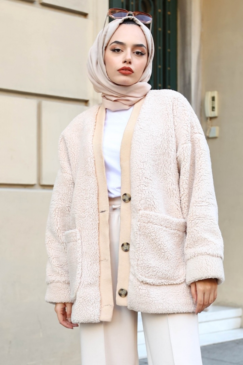 Mayra Bej Peluş Mont