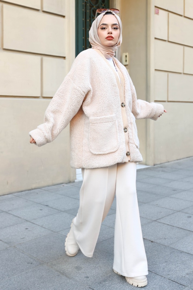 Mayra Bej Peluş Mont