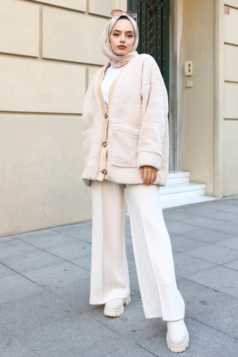 Mayra Bej Peluş Mont