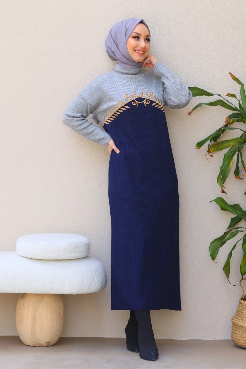 Olive Lacivert Elbise