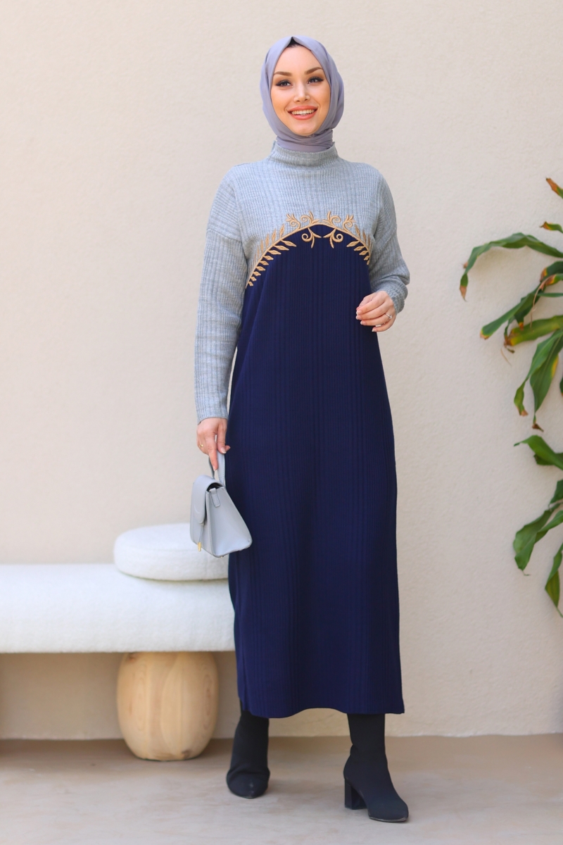 Olive Lacivert Elbise