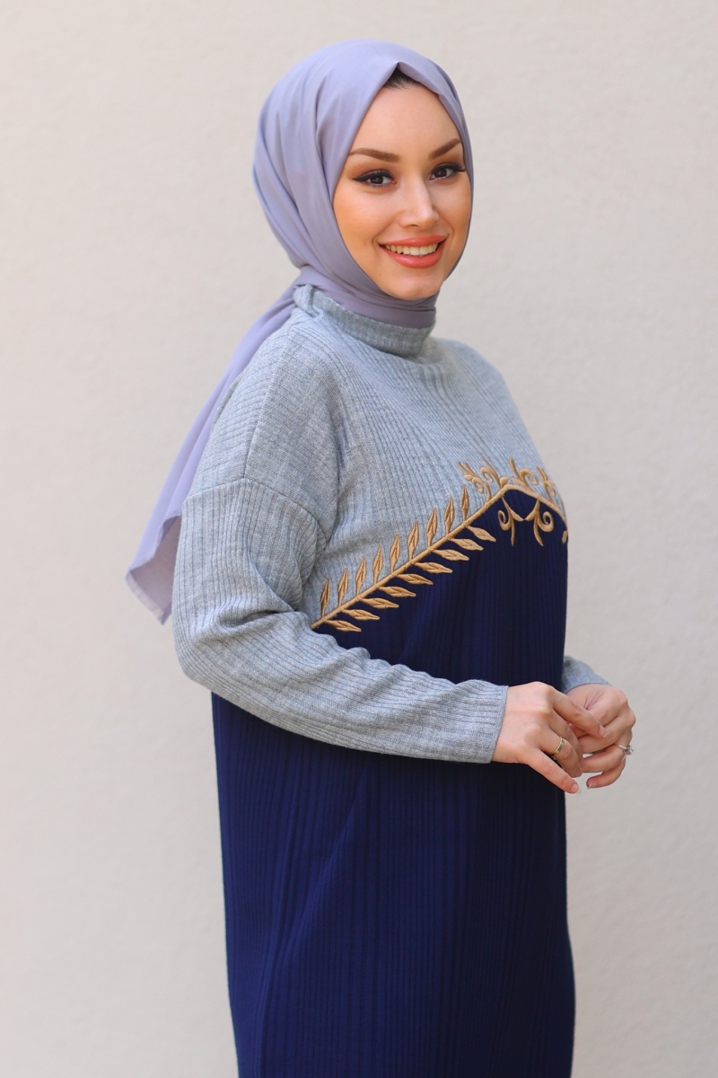 Olive Lacivert Elbise