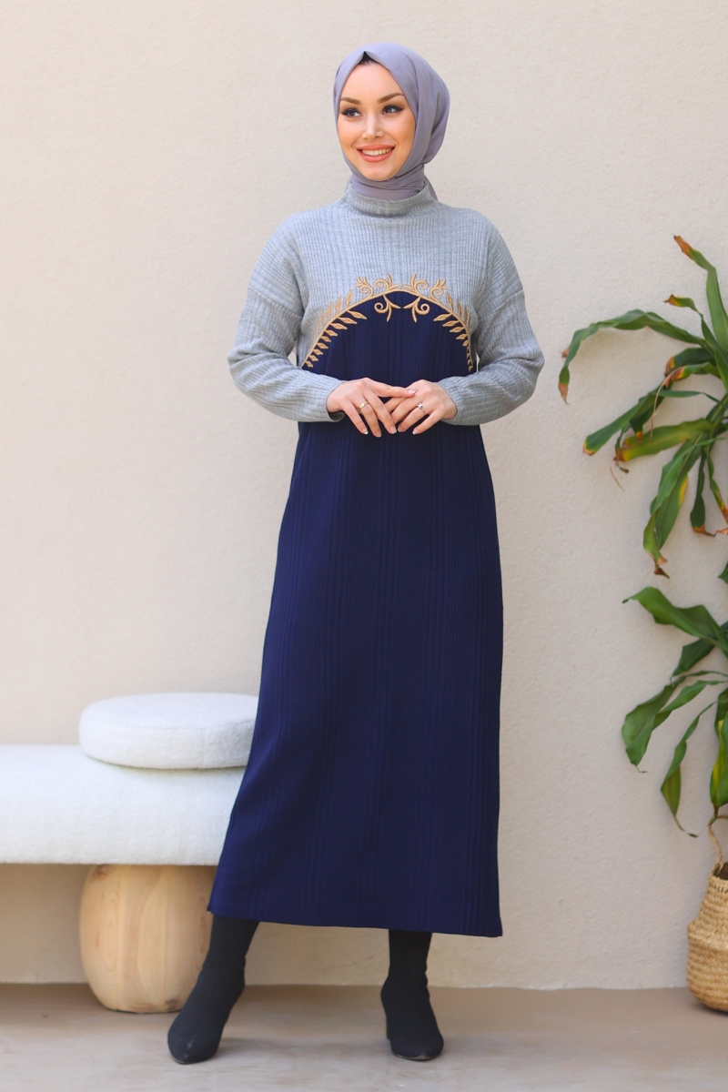 Olive Lacivert Elbise