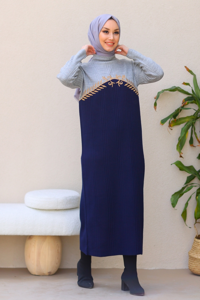 Olive Lacivert Elbise