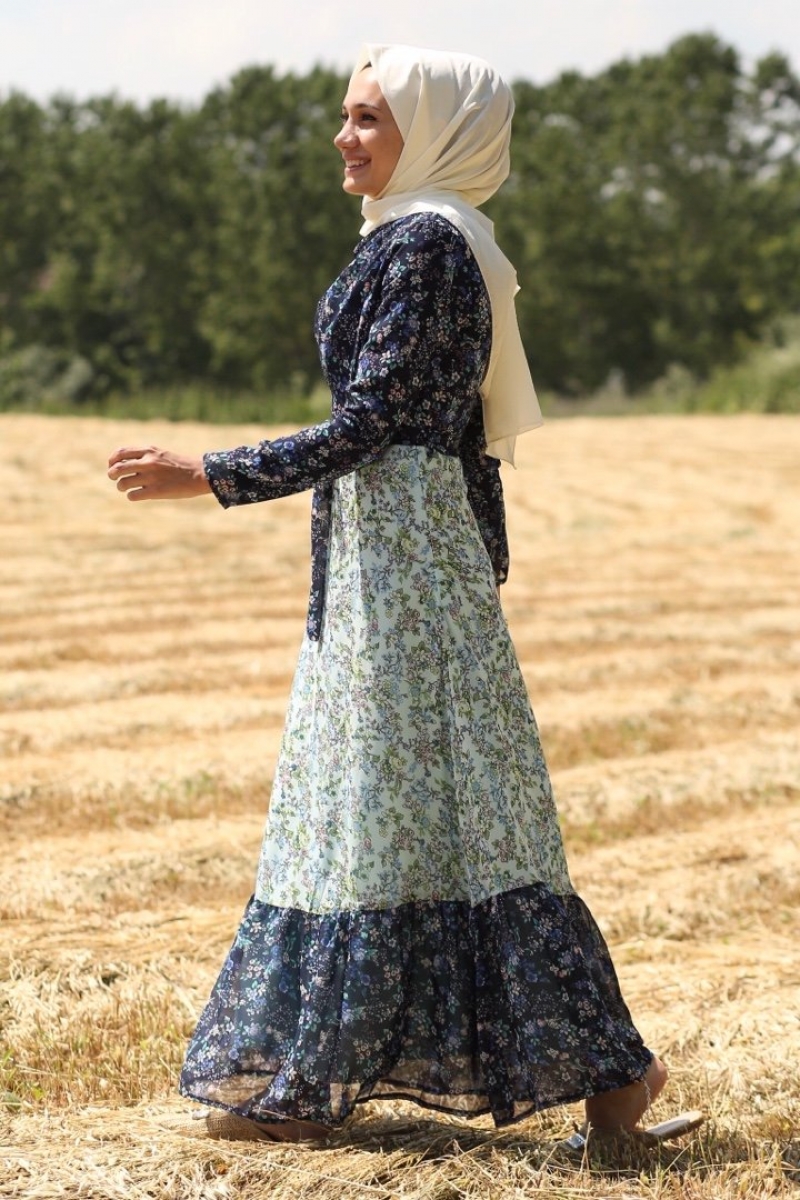 Çalıkuşu Mavi Turkuaz Elbise