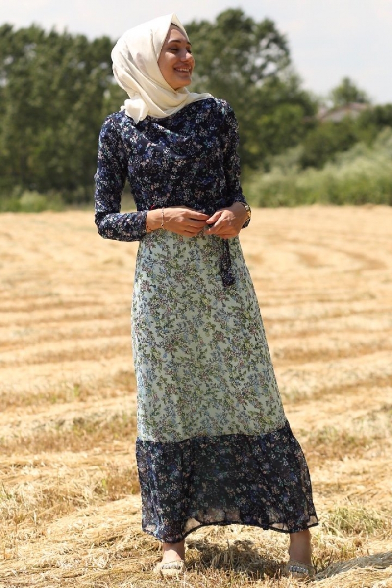 Çalıkuşu Mavi Turkuaz Elbise