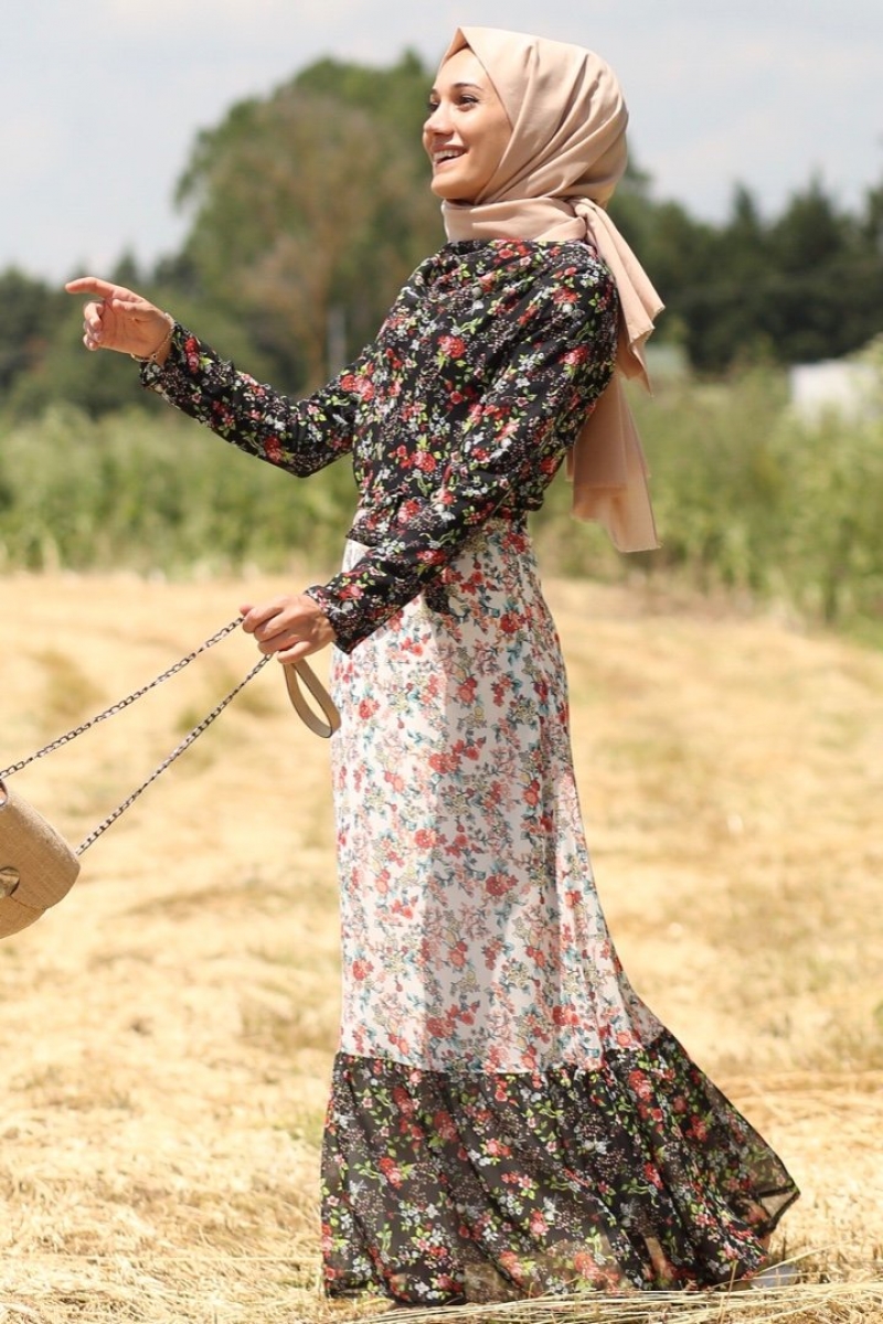 Çalıkuşu Siyah Beyaz Elbise