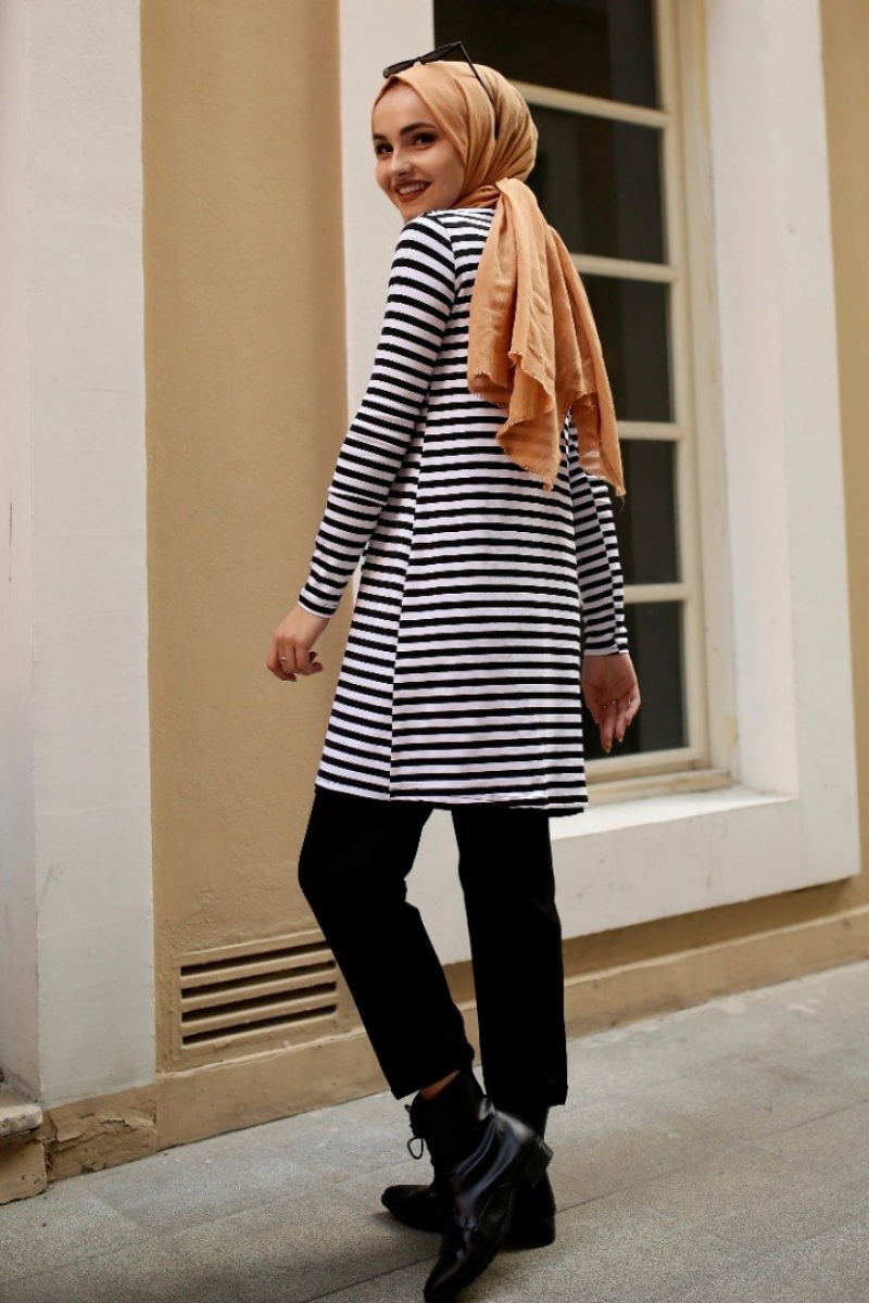 Bryn Siyah Çizgili Tunik