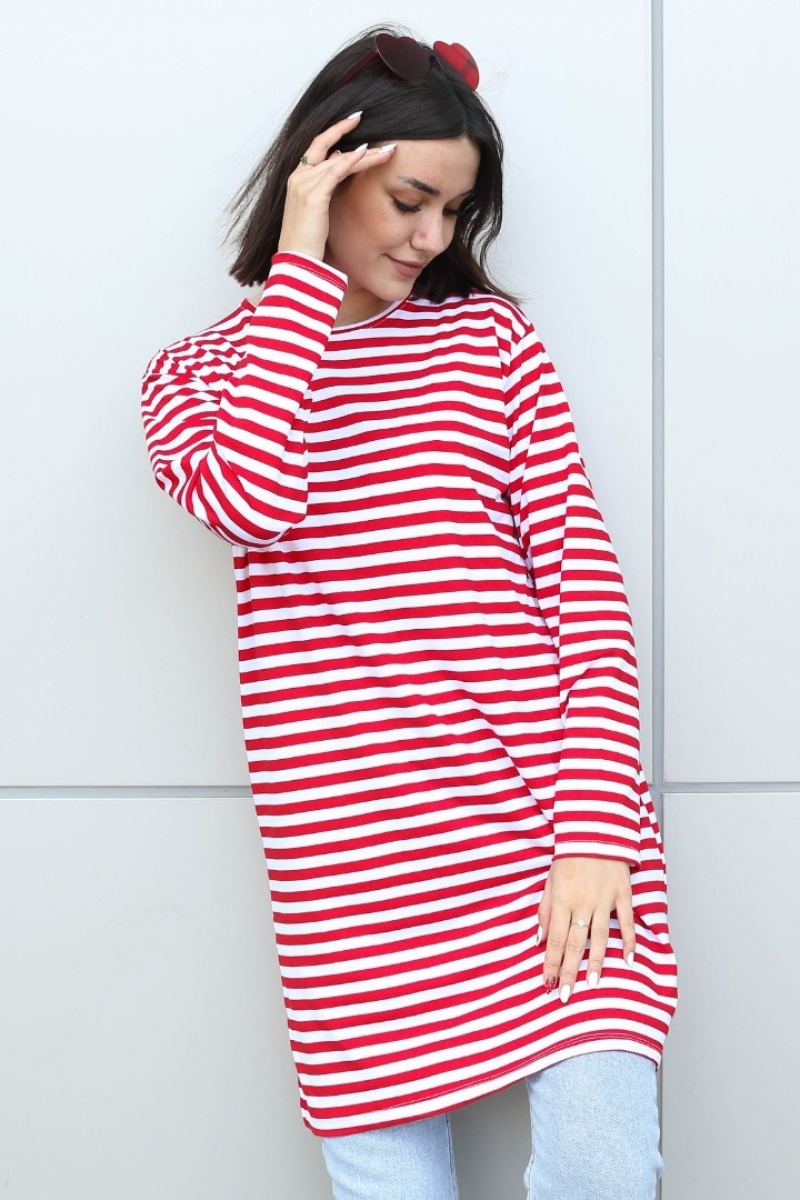 Bryn Kırmızı Çizgili Tunik