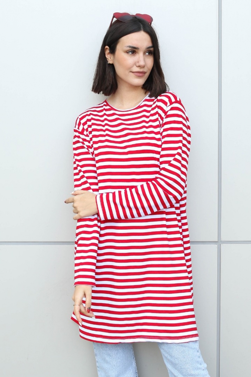 Bryn Kırmızı Çizgili Tunik