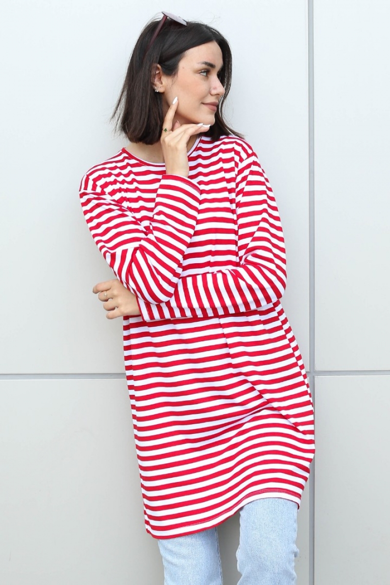 Bryn Kırmızı Çizgili Tunik