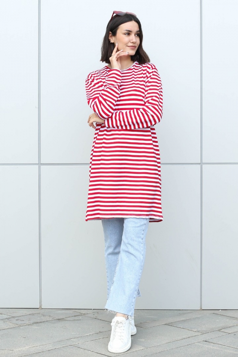 Bryn Kırmızı Çizgili Tunik
