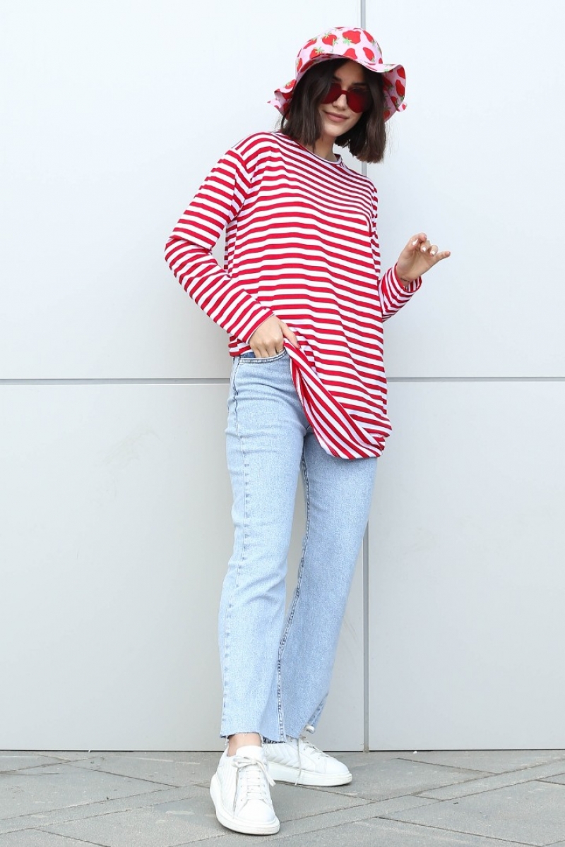 Bryn Kırmızı Çizgili Tunik