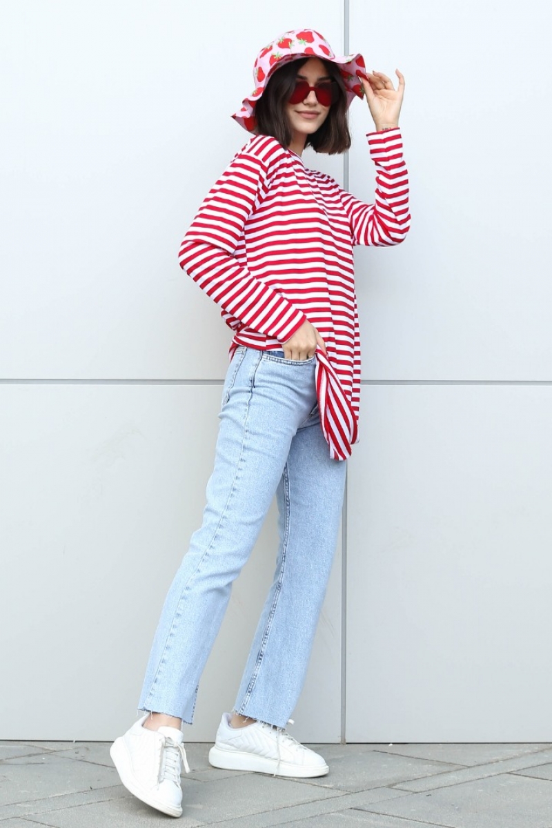 Bryn Kırmızı Çizgili Tunik