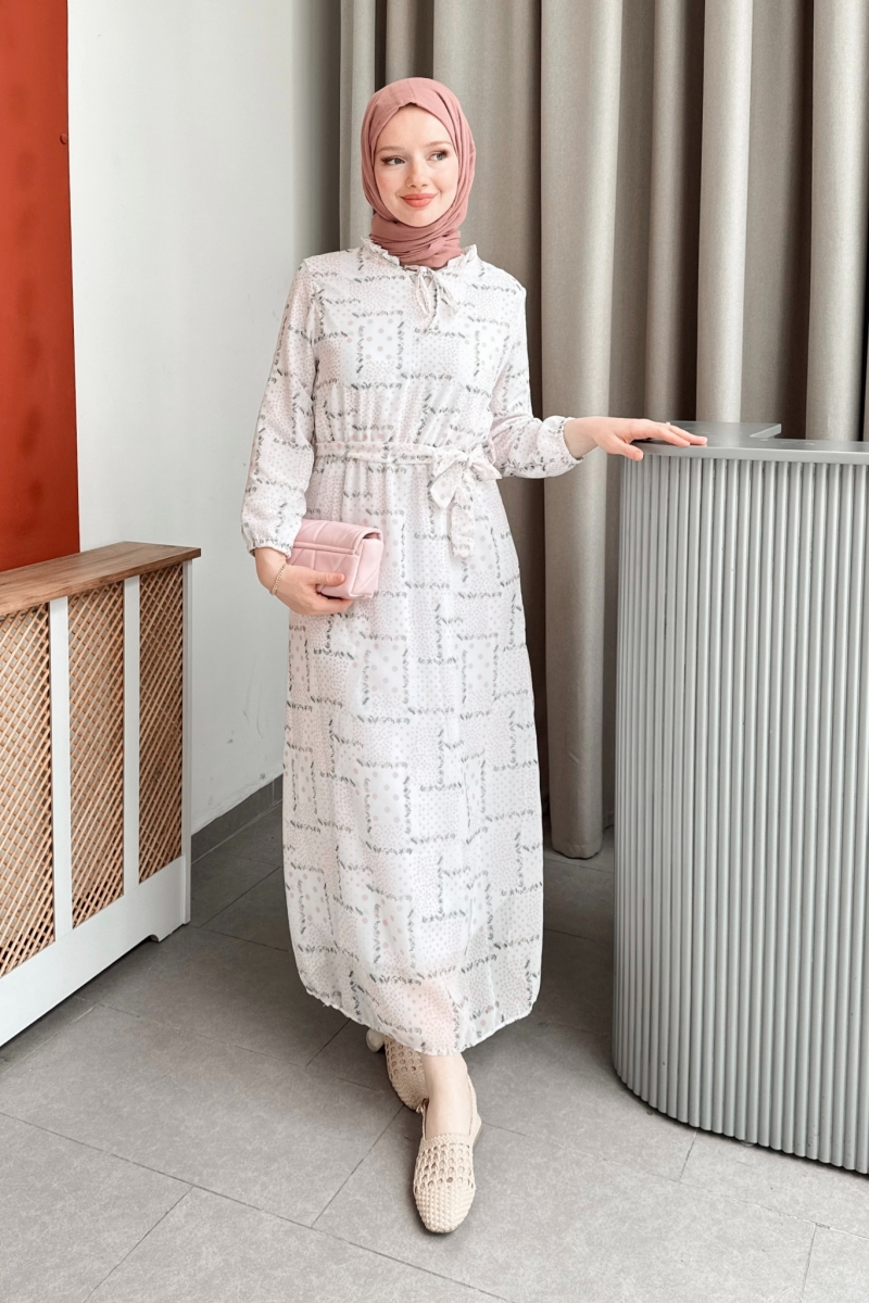 İzabel Şifon Pudra Elbise